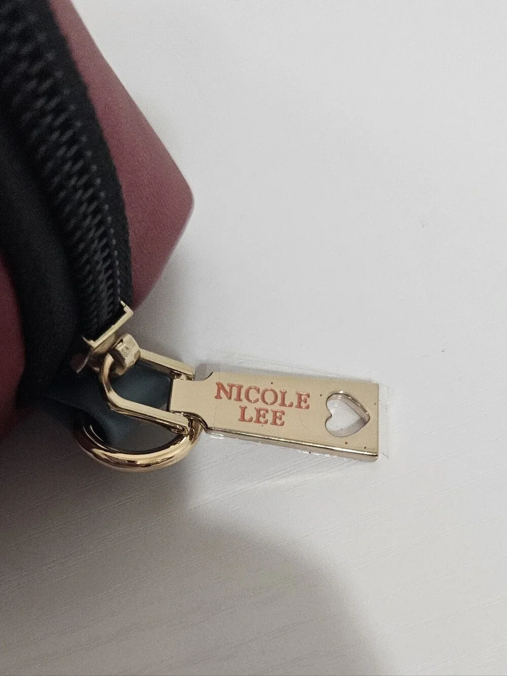 Nicole Lee Burgundy and Black Cosmetic Wristlet Pouch